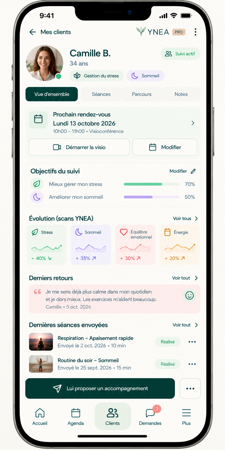 Fiche client Camille B.